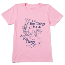 Life is Good Women's Winnie & Pooh Best Things Crusher Tee on Happy Pink   LARGE only